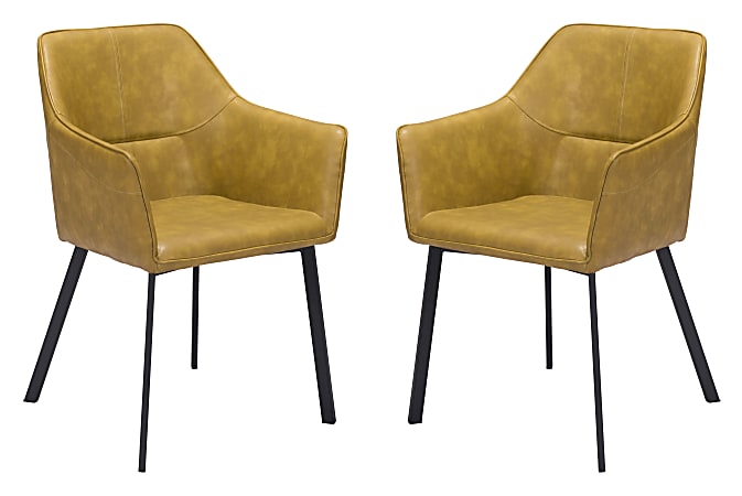 Zuo Modern Loiret Dining Chairs, Yellow/Black, Set Of 2 Chairs