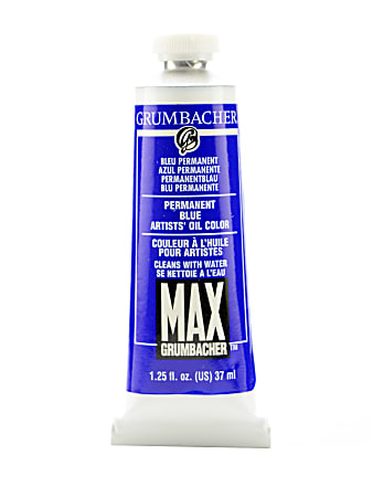 Grumbacher Max Water Miscible Oil Colors, 1.25 Oz, Permanent Blue (Ultramarine Blue), Pack Of 2