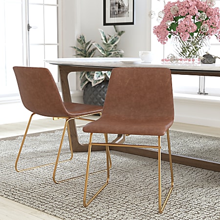 Flash Furniture Commercial Grade Dining Chairs, Light Brown/Gold,