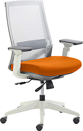 True Commercial Pescara Ergonomic Mesh/Fabric Mid-Back Executive Chair, Orange/Off-White