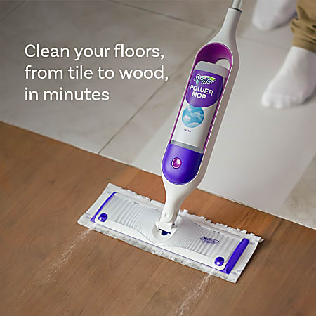 Swiffer PowerMop 5.3" Mopping Pad And Floor Cleaning Solution Kit Lavender Scent 09117