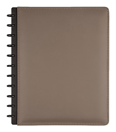 TUL® Discbound Notebook With Leather Cover, Letter Size, Narrow Ruled, 60 Sheets, Gray