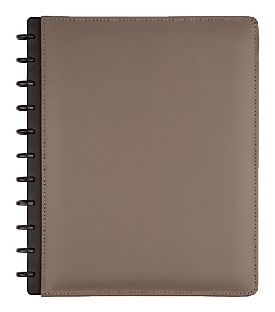 TUL® Discbound Notebook With Leather Cover, Letter Size, Narrow Ruled, 60 Sheets, Gray