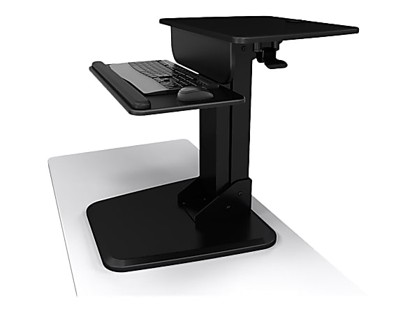 Atdec Sit to Stand Freestanding Workstation - A-STSFB- Height Adjustable Gas-strut Assistance Keyboard and Mouse Tray - Black - Total load capacity of 28.6 lbs.; Keyboard and Mouse tray: 23.6" x 9.6"; Freestandiing can be placed anywhere on desk