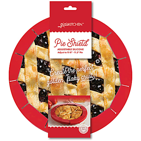 gia'sKITCHEN Adjustable Silicone Pie Crust Shield, Red