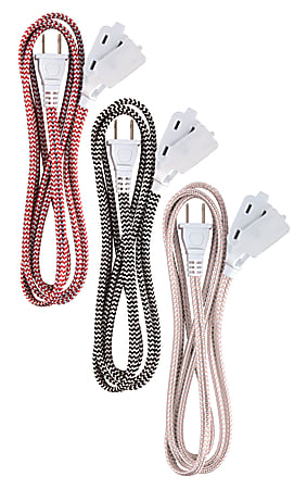 Ativa® Braided AC Extension Cord, 6', Assorted Colors, LTS-A2/B8