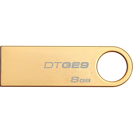 Kingston 8GB USB 2.0 DataTraveler GE9 (Gold Metal casing) US - 8 GB - USB 2.0 - Gold - 5 Year Warranty