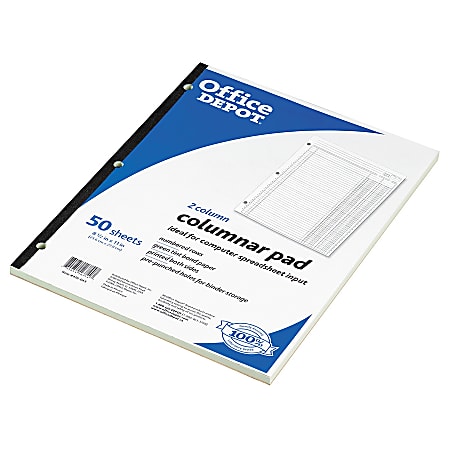 Office Depot® Brand Columnar Pad, 2-Column, 8 1/2" x 11", 25 Sheets, Green