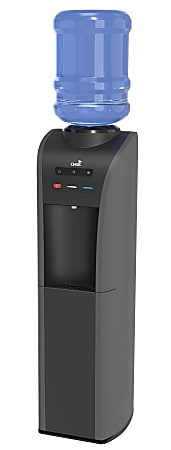 Oasis® Aquarius Hot/Cold Floorstand Top-Load Water Dispenser, 44 1/2"H x 12 7/8"W x 14 1/2"D, Gray/Black