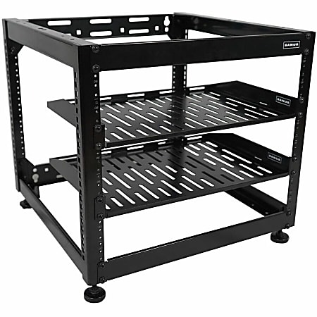 Sanus Component Series AV Rack - 10RU Open Frame Network Rack - 26in Height - Black - For Network Equipment, A/V Equipment - 10U Rack Height - Floor Standing, Wall Mountable Open Frame - Black - 400 lb Maximum Weight Capacity