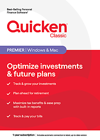 Quicken® Classic Premier, 1-Year Subscription, Windows®/Mac, Product Key