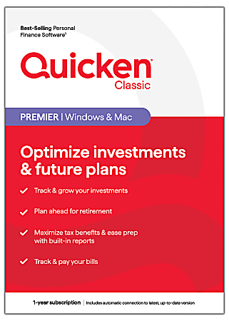 Quicken® Classic Premier, 1-Year Subscription, Windows®/Mac, Product Key