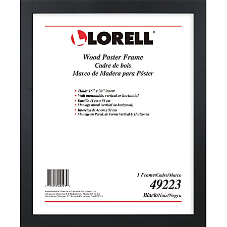 Lorell Poster Frame - 16" x 20" Frame Size - Rectangle - Horizontal, Vertical - Black - 1 Each
