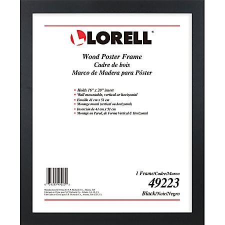 Lorell Poster Frame - 16" x 20" Frame Size - Rectangle - Horizontal, Vertical - 1 Each - Black