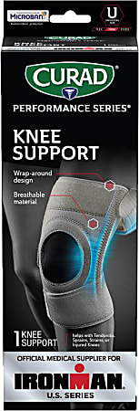 CURAD® Performance Series Adjustable Knee Support With Side Stabilizers, Universal, Black