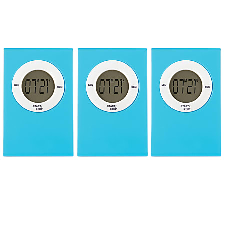 Teacher Created Resources Magnetic Digital Timers, Aqua, Pack Of 3 Timers