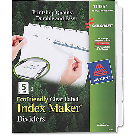 Index Divider Makers 5 Tab 20ST White - Office Depot