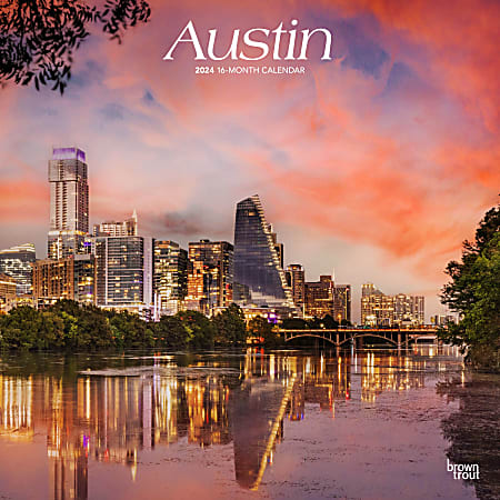 2024 BrownTrout Monthly Square Wall Calendar, 12" x 12", Austin, January to December