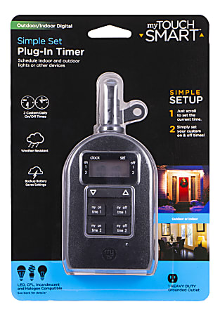 GE myTouchSmart Indoor/Outdoor Simple Set Plug-In Timer, Black, 36027