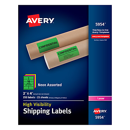 Avery® High-Visibility Permanent Shipping Labels, 5954, 2