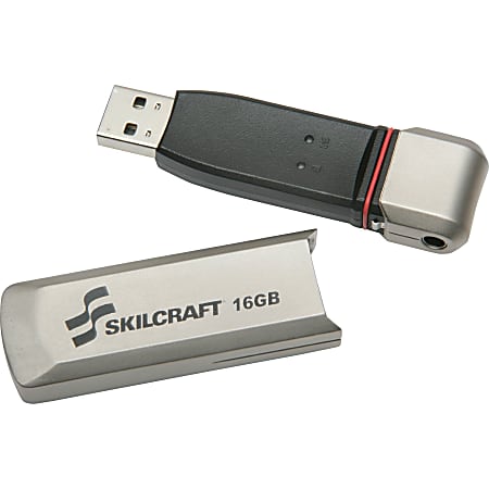 SKILCRAFT 10-key PIN-pad USB Flash Drive - 16 GB - USB 2.0 - Silver - 5 Year Warranty