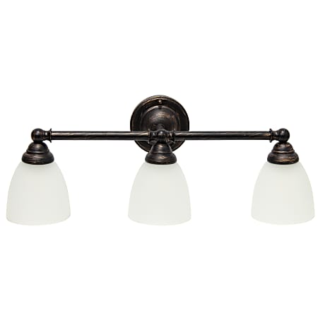 Lalia Home Essentix Traditional 3-Light Vanity, 7"W, Translucent White/Oil-Rubbed Bronze