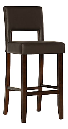 Linon Hendry Faux Leather Bar Stool, Dark Brown/Espresso