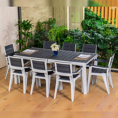 Inval Madeira 9 Piece Indoor And Outdoor 8 Seat Rectangular Table