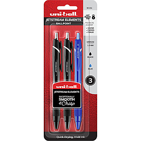 uni® Jetstream Elements Ballpoint Pen - Medium Pen Point - 1 mm Pen Point Size - Assorted Gel-based Ink - 3 / Pack