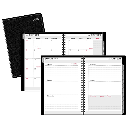 Office Depot® Brand Vinyl Cover Weekly/Monthly Planner, 4" x 6", 30% Recycled, Black, January to December 2018 (OD711500-18)