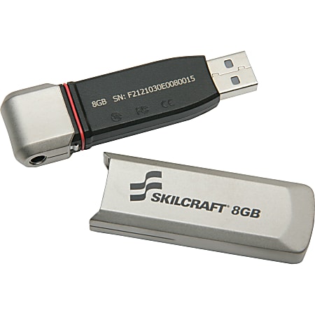 SKILCRAFT 10-key PIN-pad USB Flash Drive - 8 GB - USB 2.0 - Silver - 5 Year Warranty