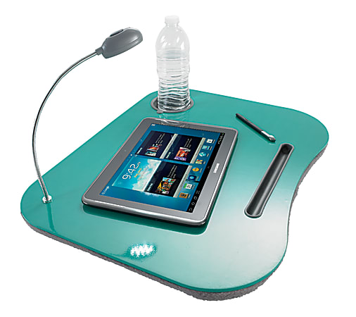 GNBI Lap Desk With LED Light, 19" x 15" x 3", Teal/Gray