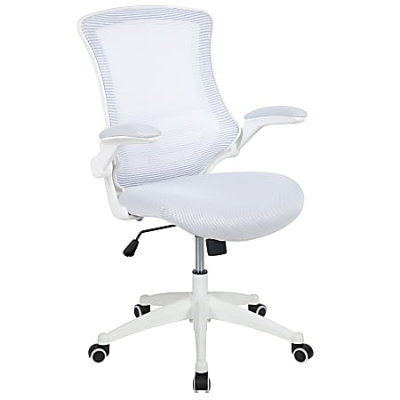 Flash Furniture Mesh Mid-Back Swivel Task Chair With Flip-Up Arms, White