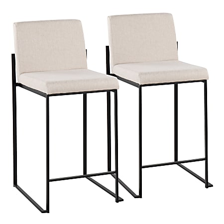 LumiSource Fuji Contemporary Counter Stools, Black/Beige, Set Of 2 Stools