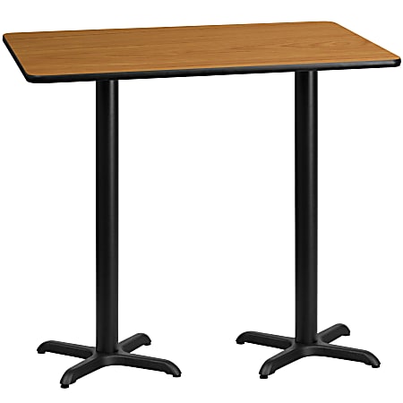 Flash Furniture Rectangular Laminate Table Top With Bar Height Table Base, 43-3/16”H x 30”W x 60”D, Natural