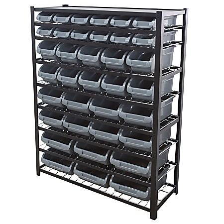 Edsal Bin Storage Rack 36 Bins 57 H x 44 W x 16 D Black - Office Depot