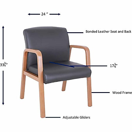 Lorell Upholstered Guest Chair - Black Bonded Leather Seat - Black Bonded Leather Back - Walnut Solid Wood Frame - Four-legged Base - Armrest - 1 Each Lorell Upholstered Guest Chair - Black Bonded Leather Seat - Black Bonded Leather Back - Walnut Solid Wood Frame - Four-legged Base - Armrest - 1 Each