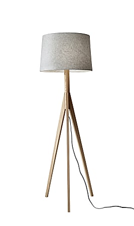 Adesso® Eden Floor Lamp, 59 1/4"H, Gray Shade/Natural Ash Base