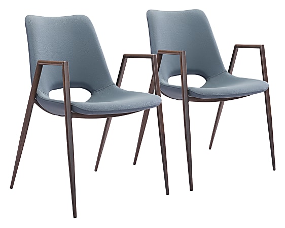 Zuo Modern Desi Dining Chairs, Brown/Gray, Set Of 2 Chairs