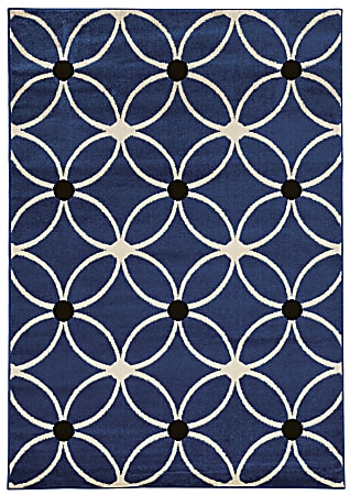 Linon Honora Area Rug, 60"H x 84"W, Lione Blue/Ivory