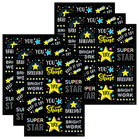 Creative Teaching Press Reward Stickers, Medium, Star Bright, 60 Stickers Per Pack, Bundle Of 6 Packs