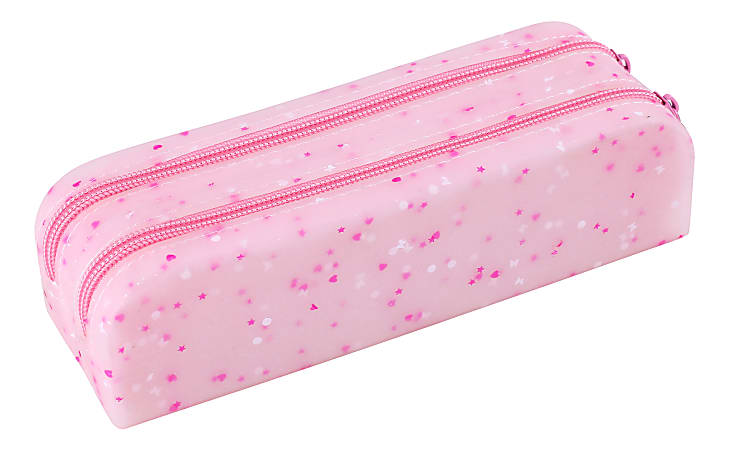 Office Depot® Brand Silicone Pencil Pouch, 2-3/8" x 7-7/8", Speckled Pink