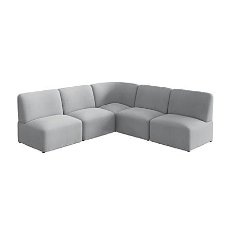 Bush Business Furniture Assemble Modular 5 Seater L Shaped Sectional Lounge Sofa, Fog Fabric, Standard Delivery