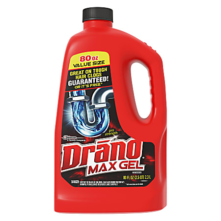 Drano Max Gel Clog Remover - Ready-To-Use Gel - 80 fl oz (2.5 quart) - 1 Each - Yellow