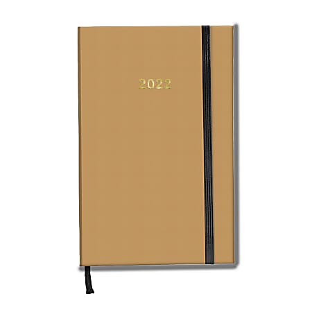 TF Publishing Weekly/Monthly Leatherette Planner, 5" x 8", Camel, January To December 2022