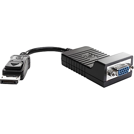 HP DisplayPort To VGA Adapter - 8" DisplayPort/VGA Video Cable for Monitor, Graphics Card - First End: 1 x DisplayPort Digital Audio/Video - Male - Second End: 1 x 15-pin HD-15 - Female - Black