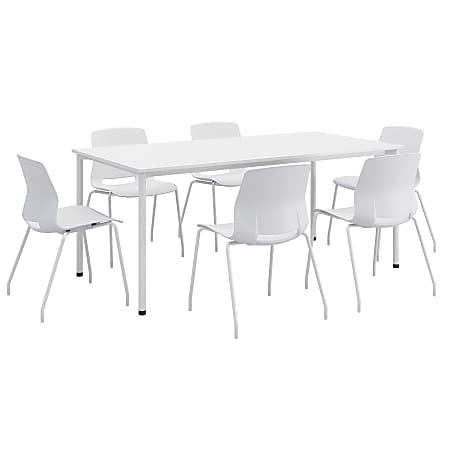 KFI Studios Dailey Table Set With 6 Poly Chairs, White