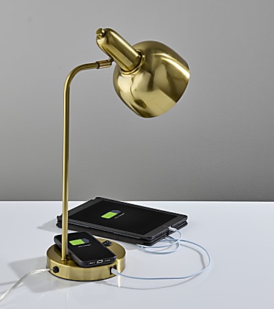 Adesso Rico Supercharger 19 H Desk Lamp Antique Brass - Office Depot
