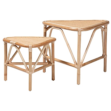 bali & pari Jayden Modern Bohemian 2-Piece End Table Set, 20-15/16”H x 25-5/8”W x 25-5/8”D, Natural Brown