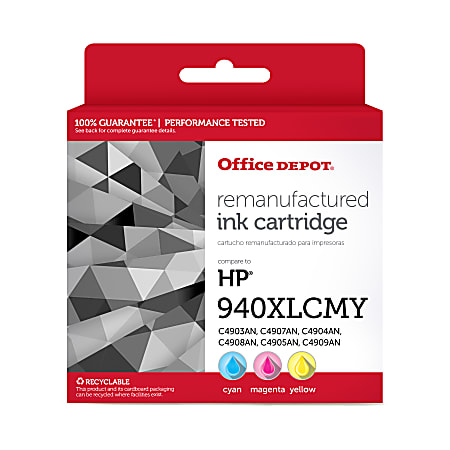 Office Depot® Remanufactured Cyan; Magenta; Yellow High-Yield Ink Cartridge Replacement For HP 940XL, Pack Of 3, OD940XLCMY-C